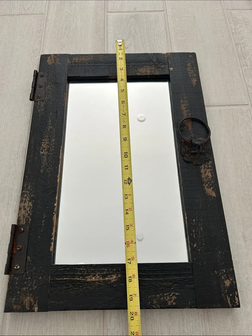 Black Industrial - Rustic 14” x 20” Wood Hanging Mirror